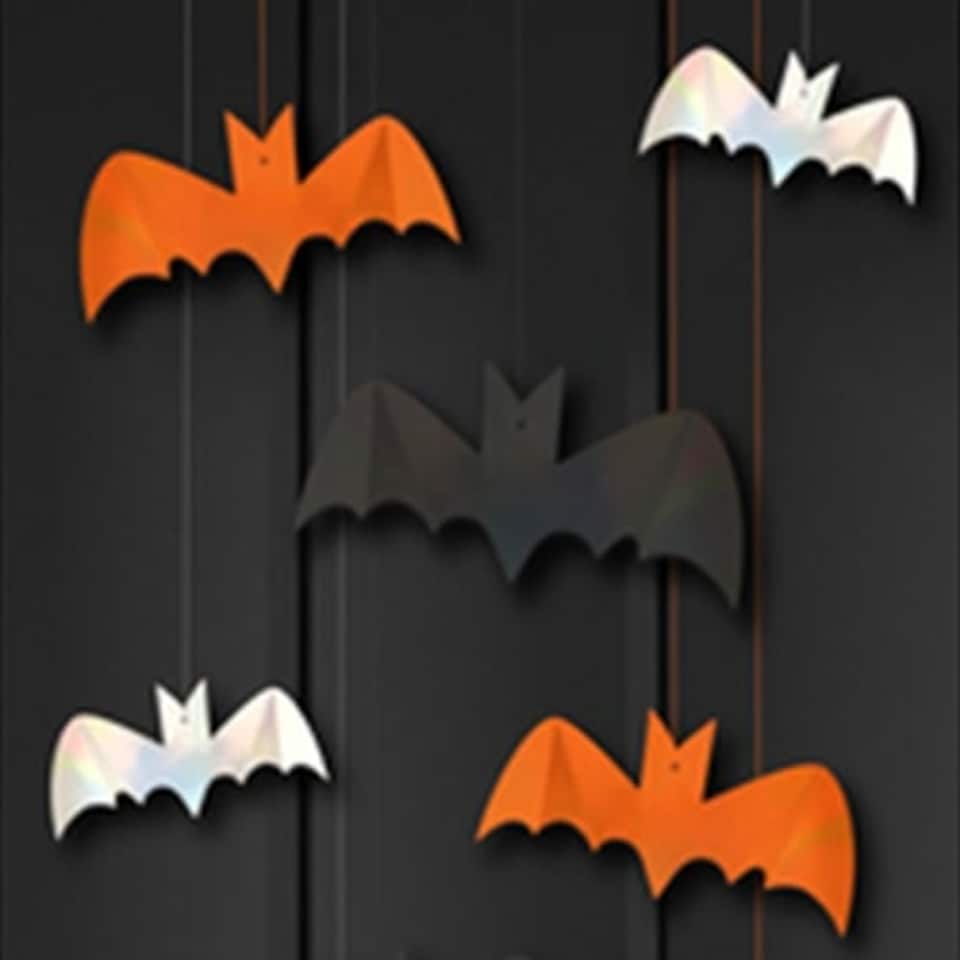 Assorted Foil Bats Halloween Hanging Decoration - Pack of 8