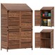 image 1 of Outsunny Leanto Small Shed, Tall Wooden Garden Shed with Slatted Bottom, Magnetic Doors, Double Shelves, Outdoor Tool Log Store, 103.5 x 59 x 174.5 cm, MixedBrown | Brown | 1