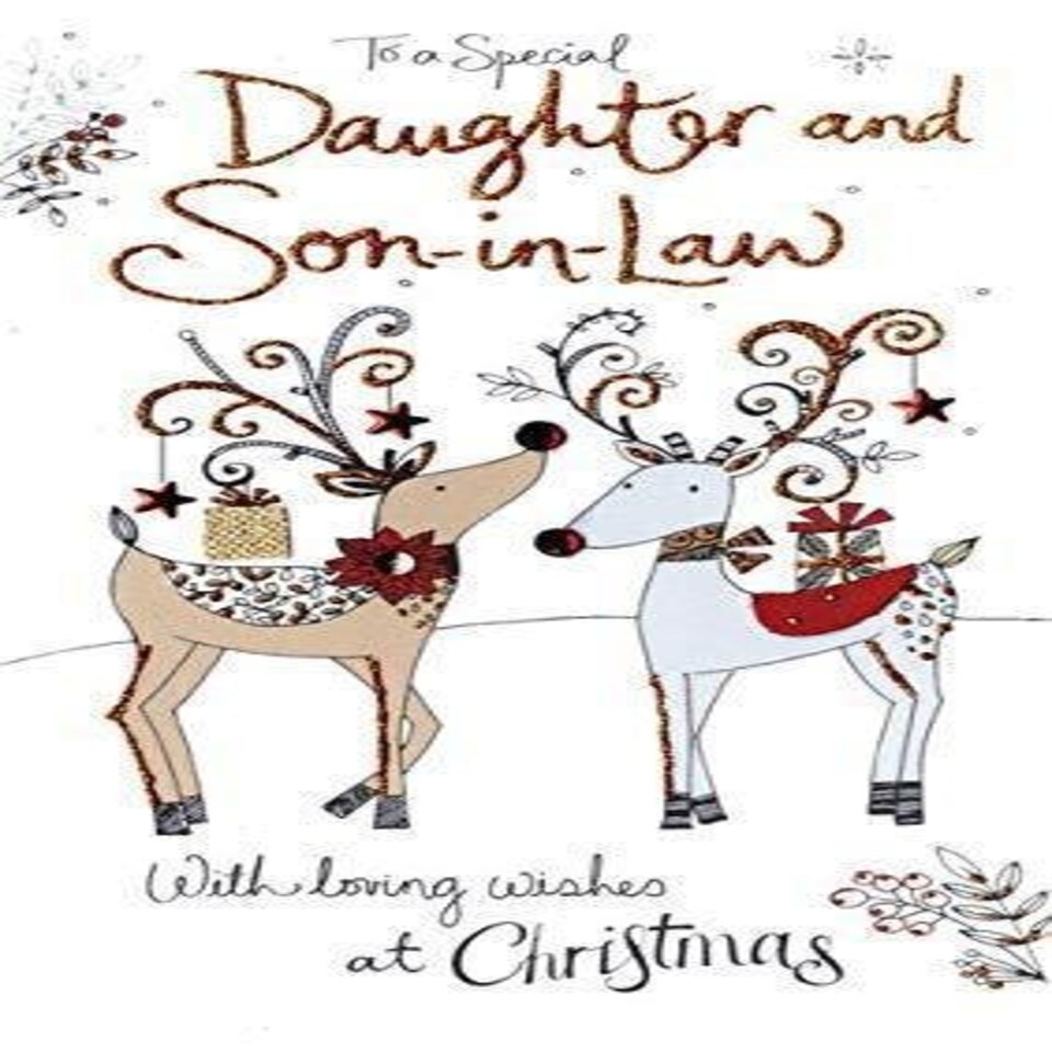 image 1 of To A Special Daughter & Son in Law 2 Reindeer Design Christmas Card