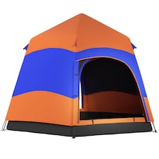 Outsunny 4 Person Camping Tent Festival Hiking Shelter, Blue