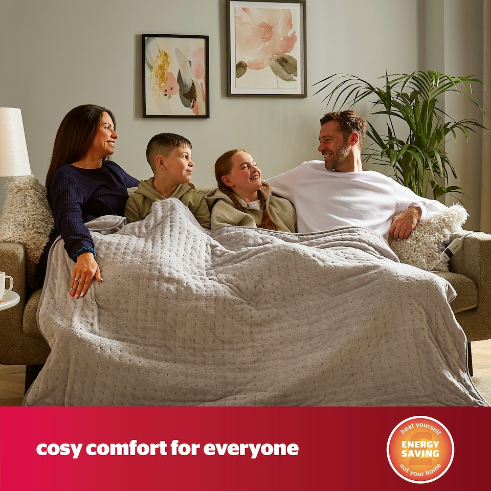 image 1 of Silentnight Comfort Control Heated Throw Fleece Electric Blanket Fast Heat Up, Natural
