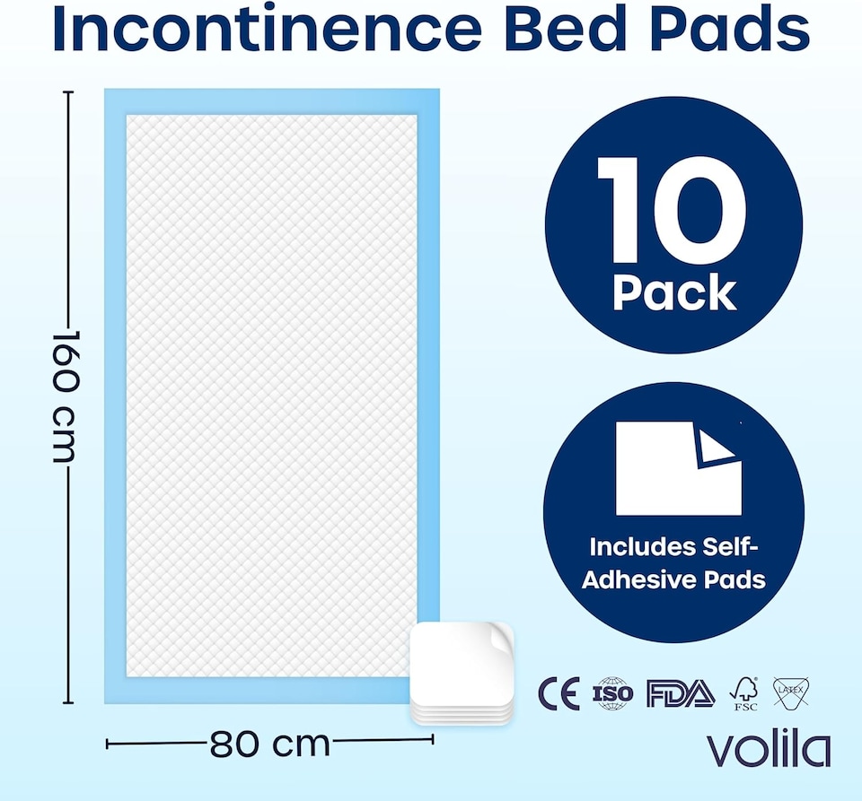 image 1 of Incontinence Bed Pads - Triple Layer Highly Absorbent (10pack) | Blue | Blue - 10pack | 10