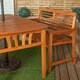 image 5 of Outdoor 4 Person Rectangular Wooden Garden Table, 2 Benches with Beige Havana Parasol & Base