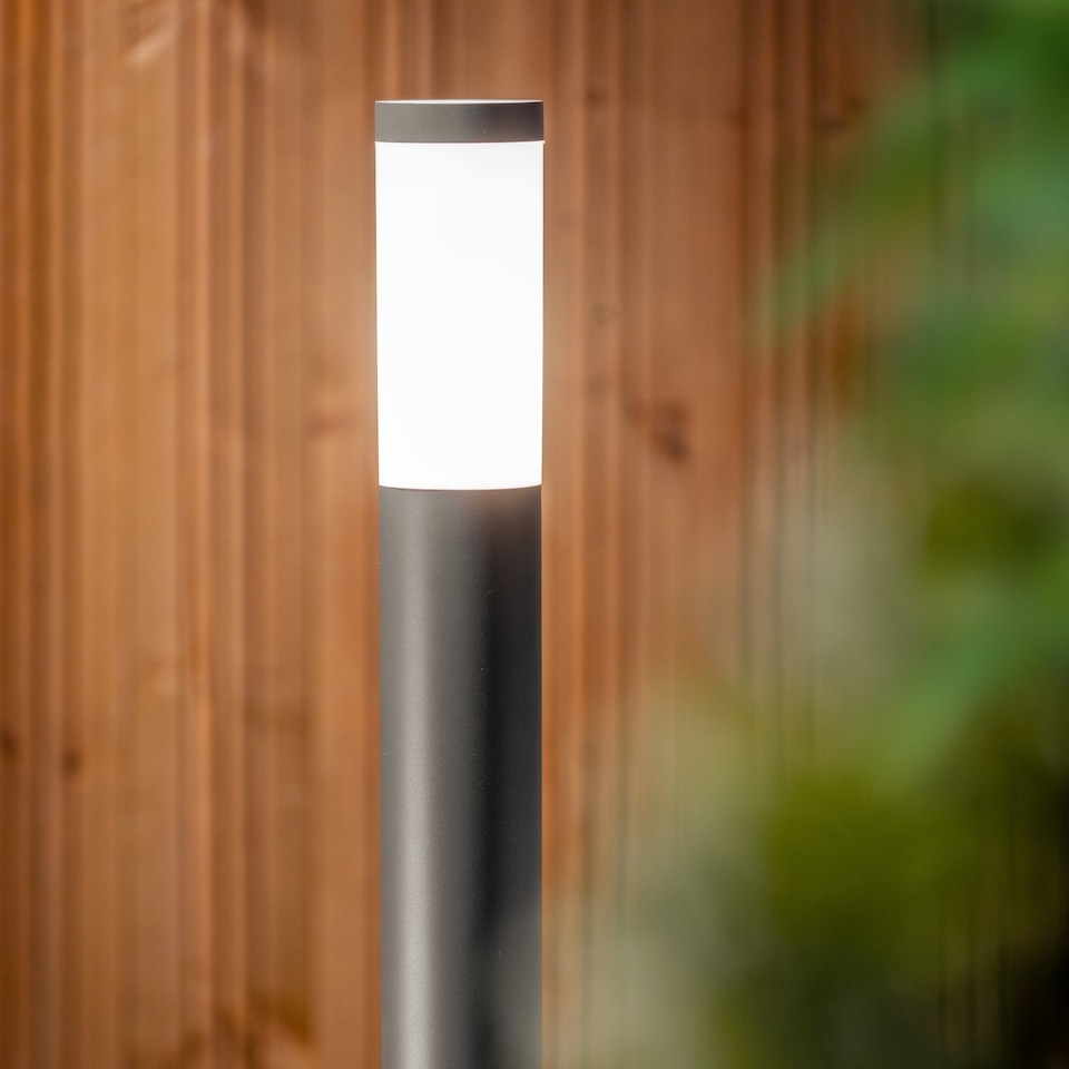 image 1 of CGC Rome 1m Anthracite Outdoor Post Light with Opal Diffuser | Multi | Grey / silver | Height: 100 cm, diameter: 13 cm