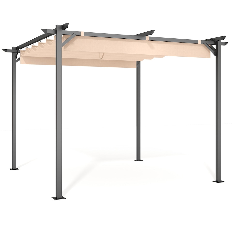 image 1 of Rattantree Outdoor Retractable Pergola Gazebo Metal Canopy 8ft x 8ft