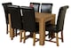 image 1 of Kuba 125x80cm Chunky Oak Small Dining Table and 6 Washington Leather Chairs | Black | Black