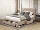 image 2 of 5ft King Size Linen Colour Finish Fabric Upholstered 3 Drawer Storage Bed Frame | Cream | Linen | King