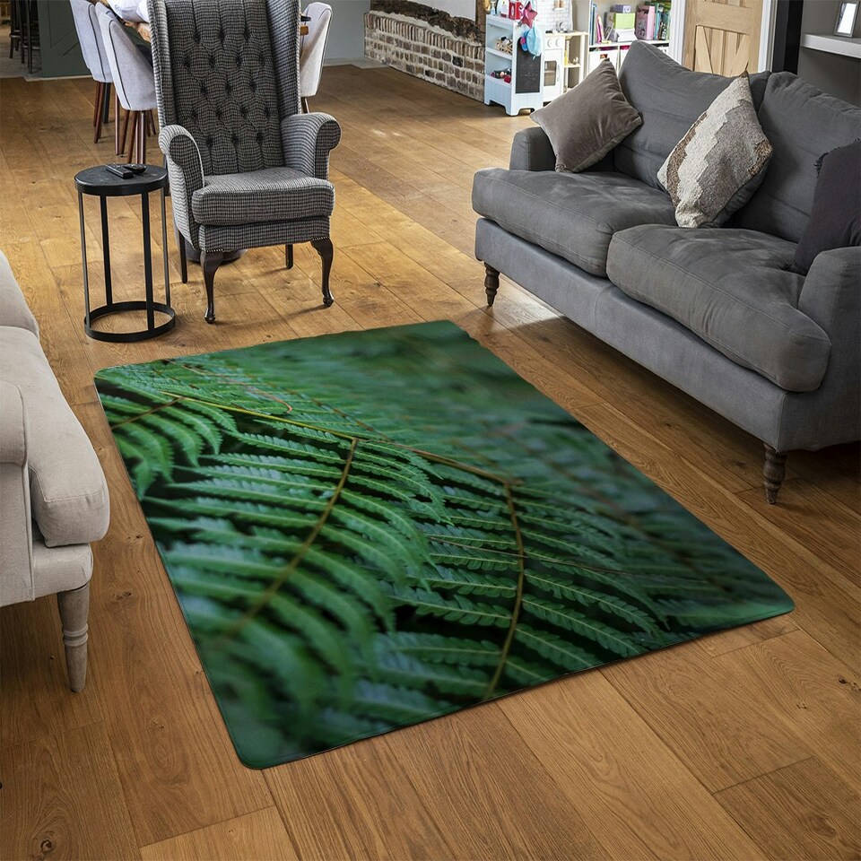 image 1 of grren leaves pattern and texture at Indonesia (Rug) Green | S