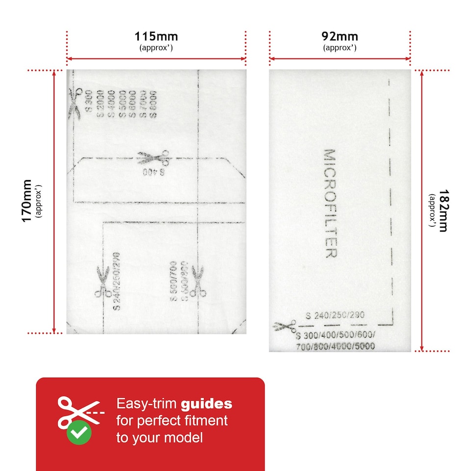 image 1 of SPARES2GO 4 Bags for MIELE FJM Air Filters 9917710 Cloth Microfibre C1 C2 C3 S4210 S6210