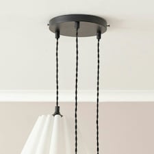 ValueLights Lauren White Pleated Shade 3 Drop Cluster Matte Black Ceiling Pendant Light Black