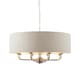 image 1 of Highclere Single Shade Pendant Ceiling Lamp, Brushed Chrome Plate, Natural Linen
