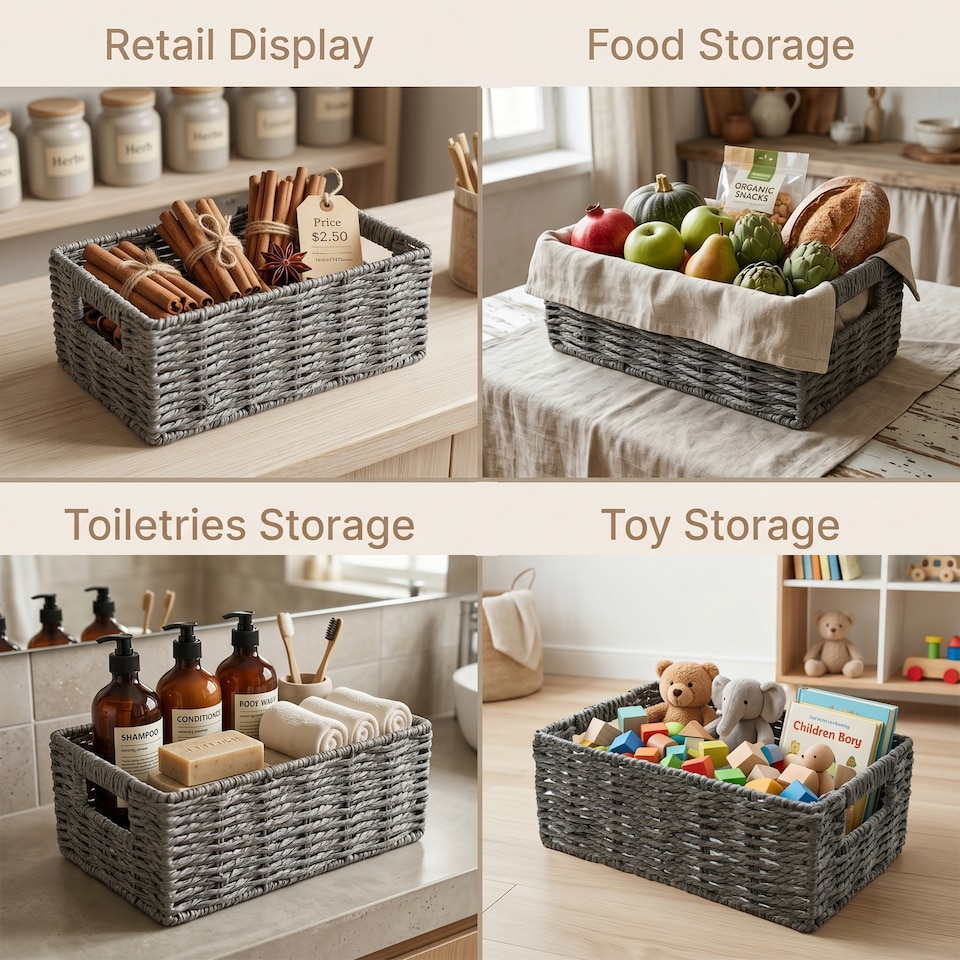 image 1 of Wickerfield Handwoven Paper Rope Storage Basket for Home Storage and Organisation
