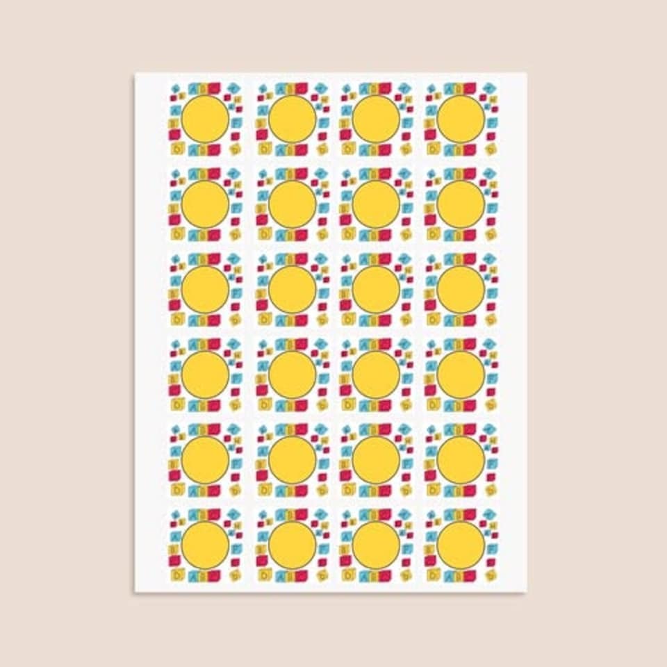 image 1 of Building Blocks Design 40mm Square Sticker sheet of 24
