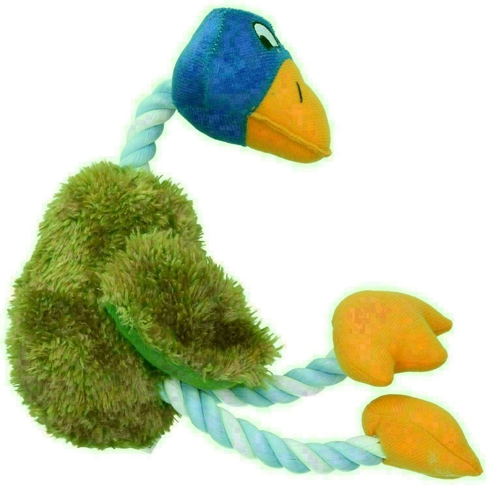 Mr Twister Delia Duck Plush Rope Dog Toy With Squeak 36cm x11cm x 9cm