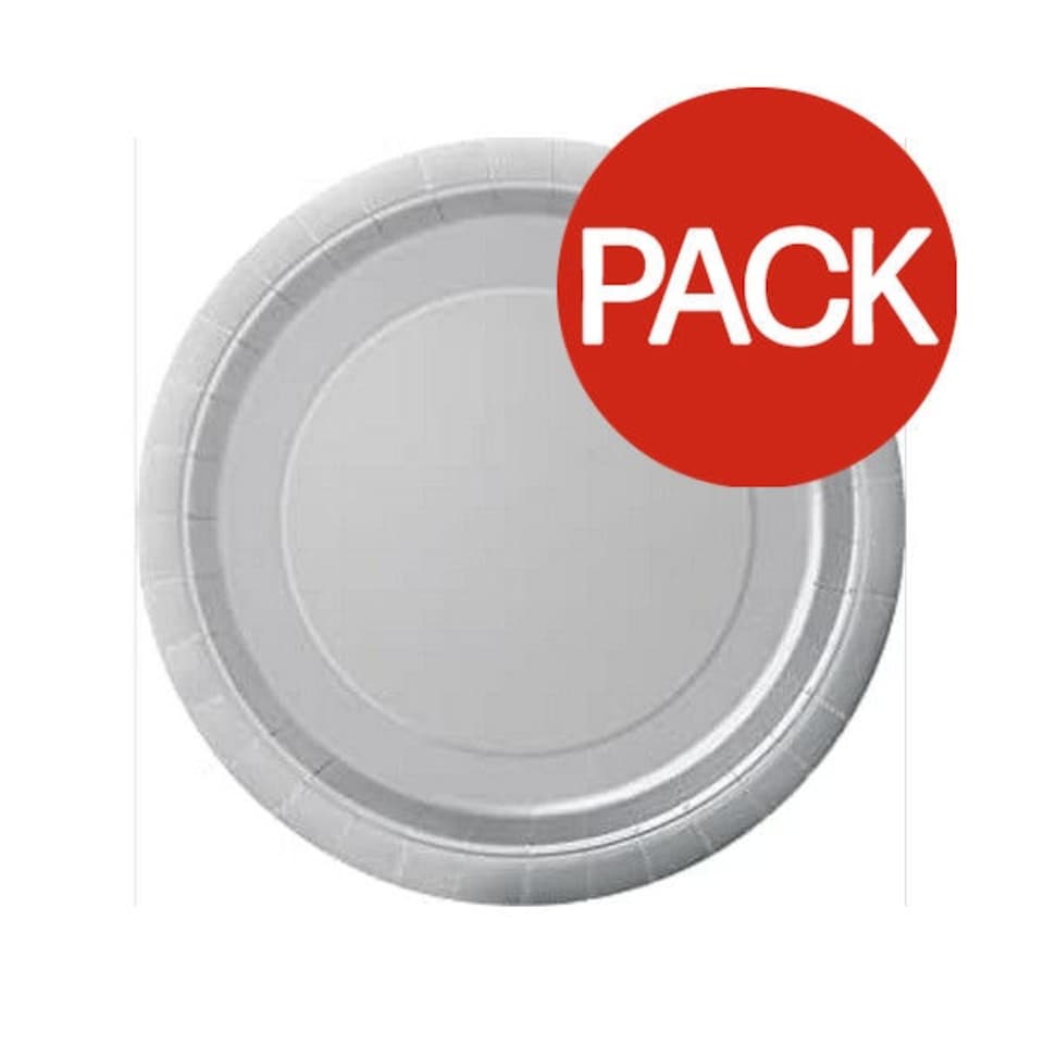 Unique Party Round Dessert Plate (Pack of 8) - Silver - One Size