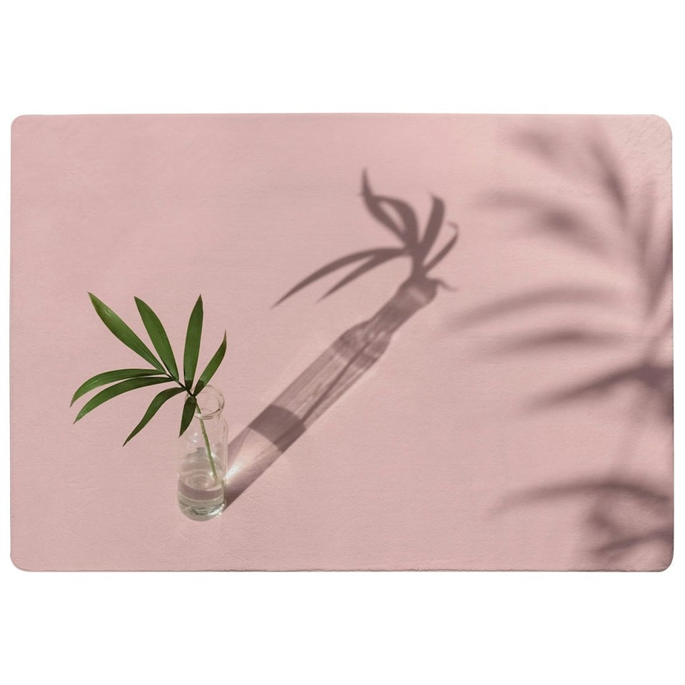 image 1 of Botanical leaf on pink (Rug) Pink | M