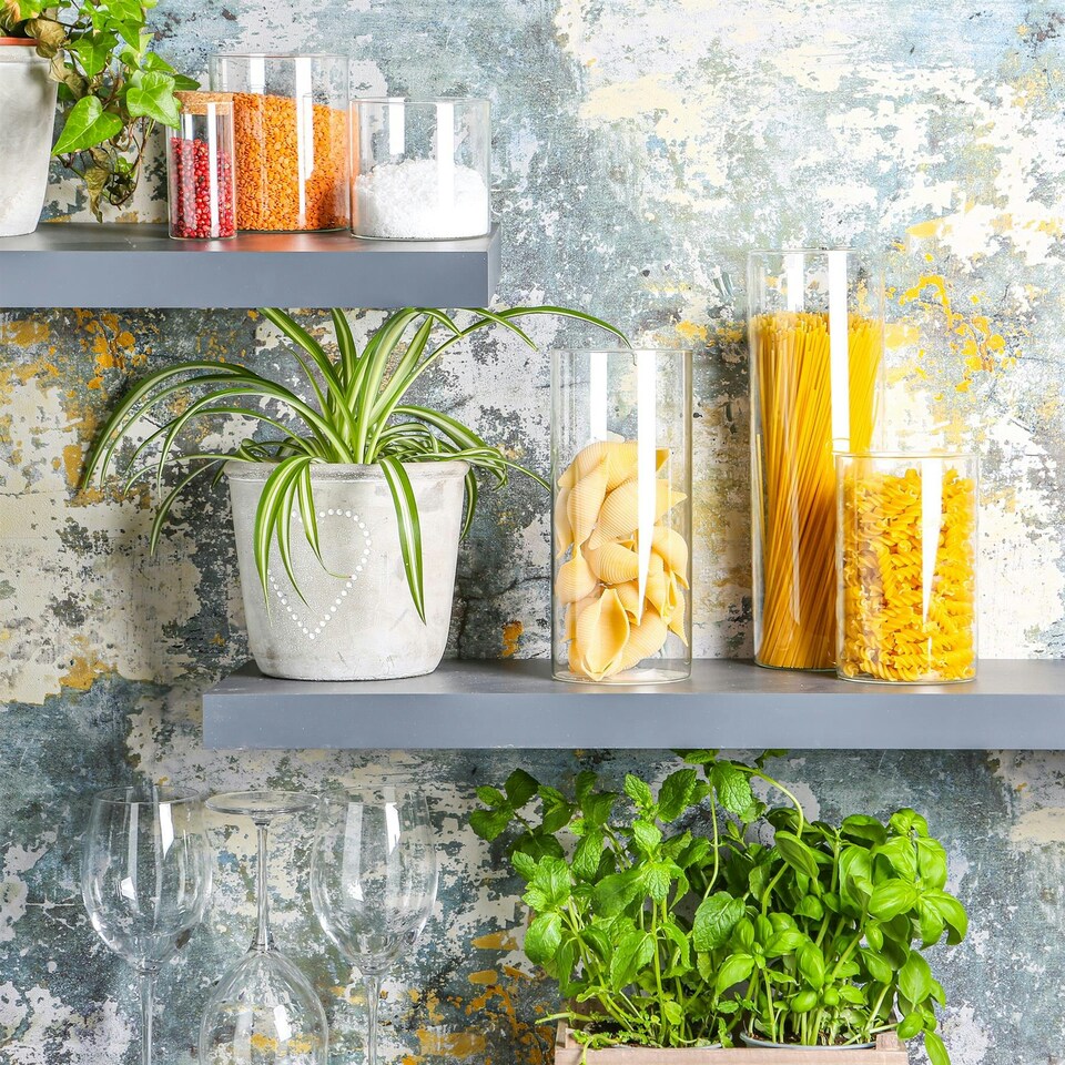 image 1 of Argon Tableware Glass Storage Jars with Metal Lids - 1.5 Litre - Gold - Pack of 6