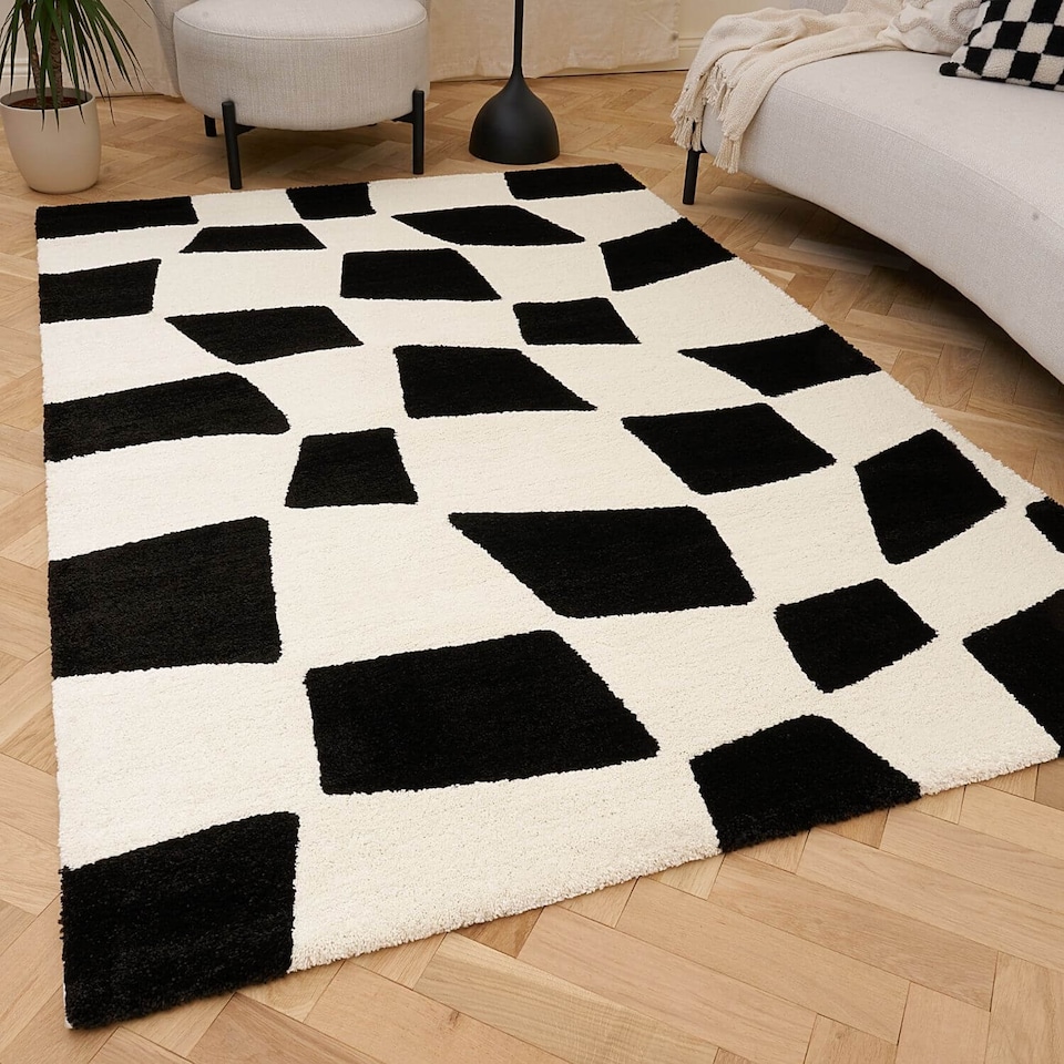 image 1 of The Rugs Joli Collection Chequered Soft and Dense Pile Living Room and Bedroom Floor Rug