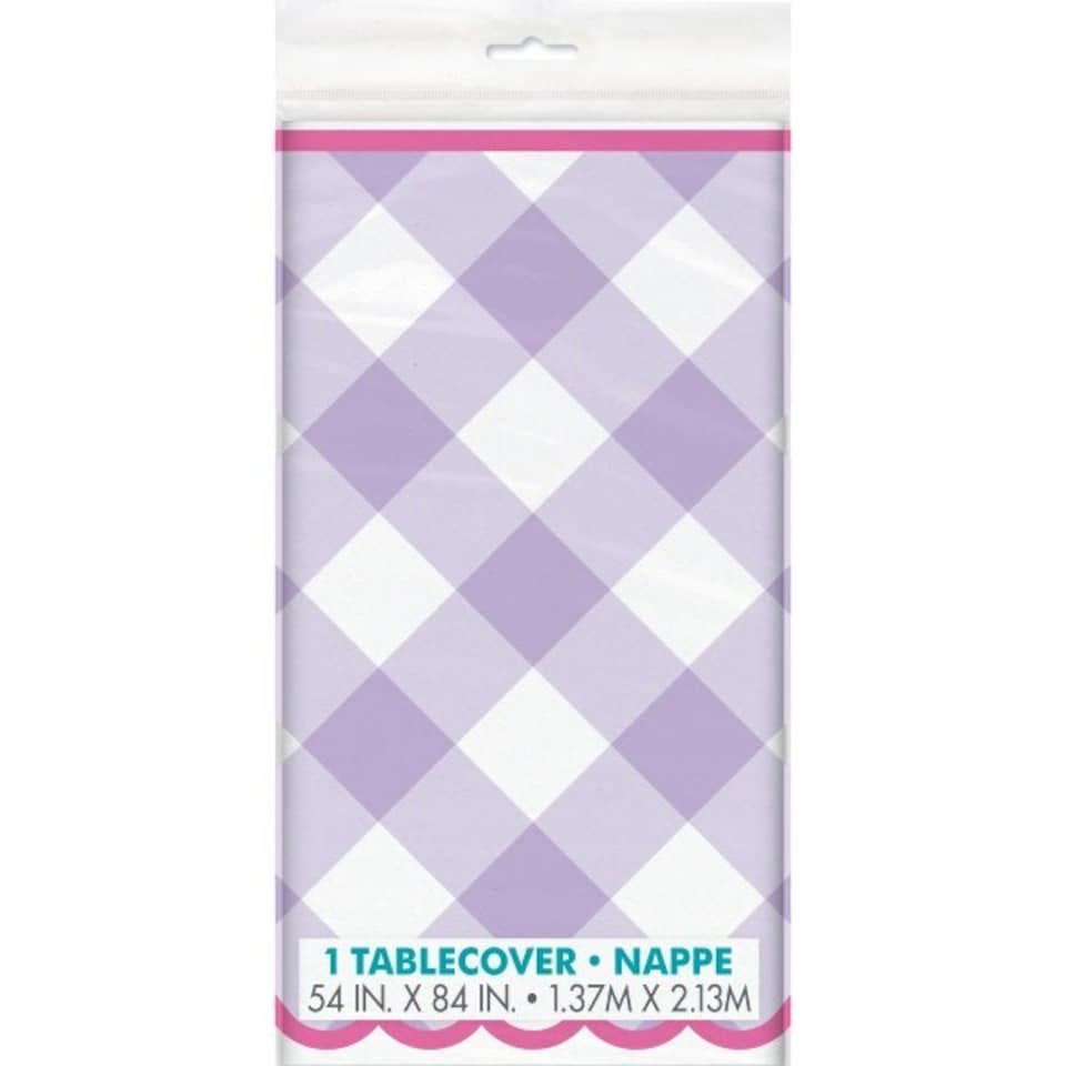 image 1 of 54" x 84" Pastel Gingham Rectangular Plastic Table Cover