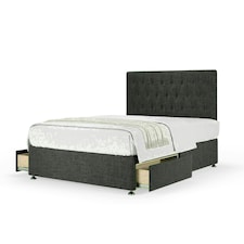 Charcoal Linen 2 Drawer Divan Base and Lona Headboard Double