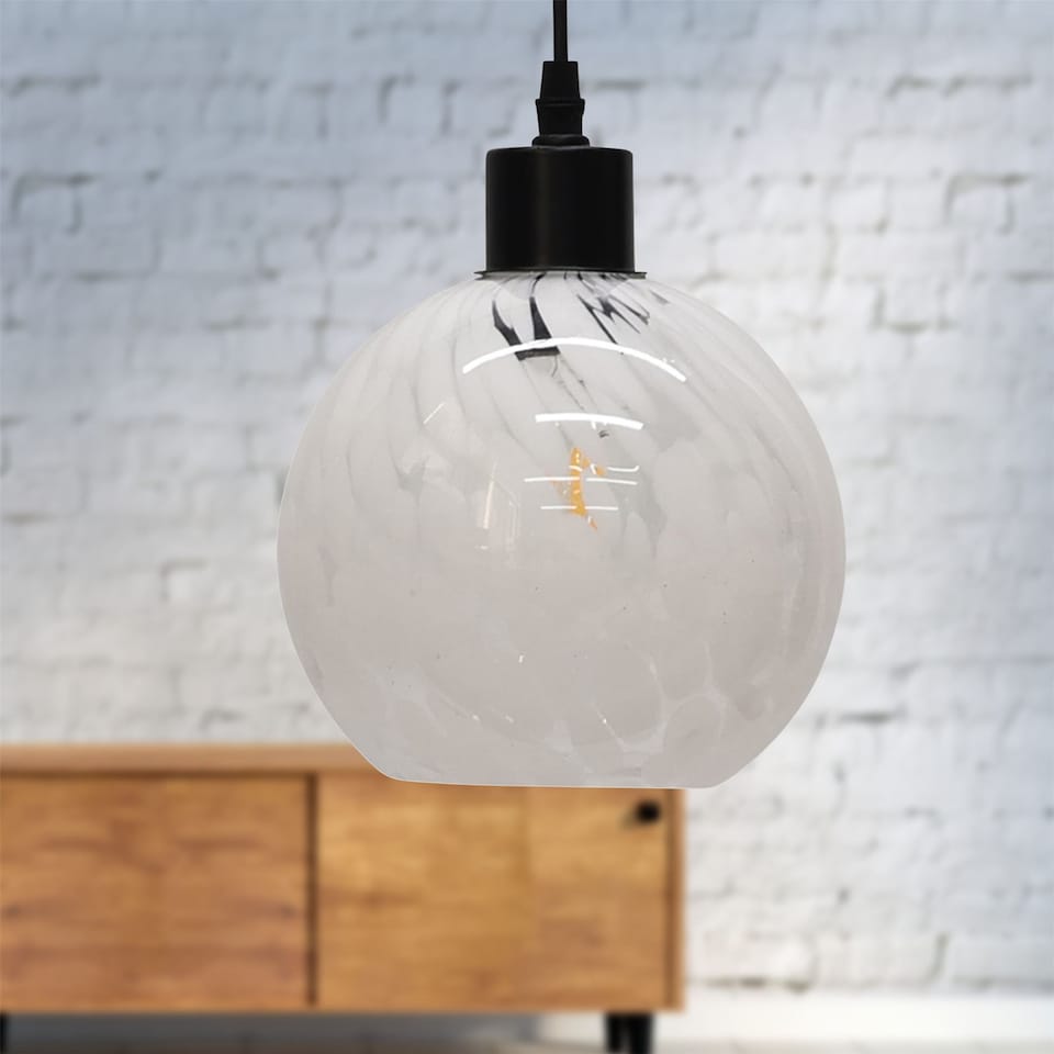 image 1 of Confetti - Glass Globe with Black Pendant Fitting