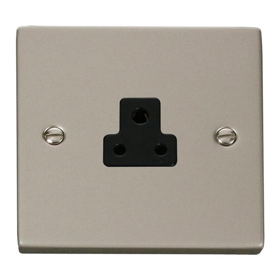 SE HOME Pearl Nickel 1 Gang 2A Round Pin Socket | Silver | Pearl Nickel
