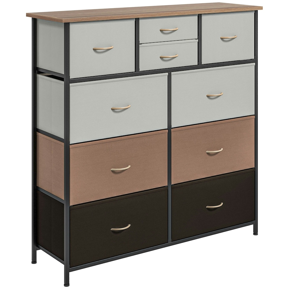 image 1 of HOMCOM Bedroom Chest of Drawers Fabric Dresser w/ Foldable Drawers Black