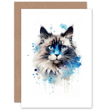 Birman Watercolour Pet Portrait Cat Lover Blank Just to Say Card