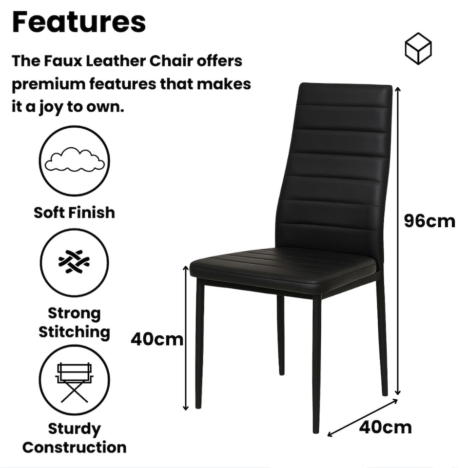 image 1 of Dining Table and 4 Chairs Rustic Effect Wood Table with 4 Black Faux Leather Dining Chairs