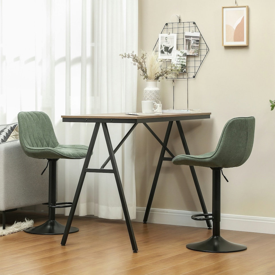image 1 of HOMCOM Bar Stools Set of 2, Modern Armless Bar Chairs Green