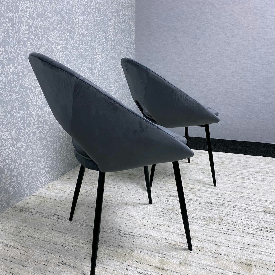 image 1 of Set of 2 Grey Velvet Dining Chair Modern Metal Legs for Living Room and Office Grey