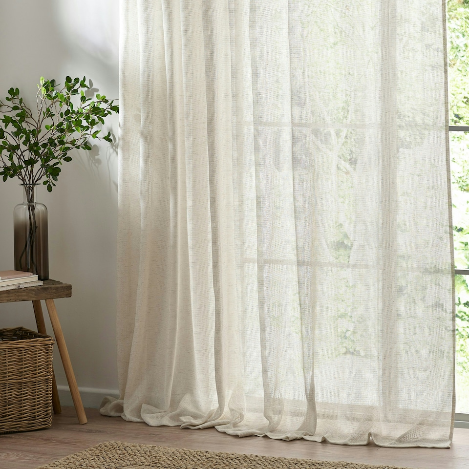 image 1 of Yard Nimbus Sheer Natural Tie Top Curtain Panel 290 x 250 cm Multi