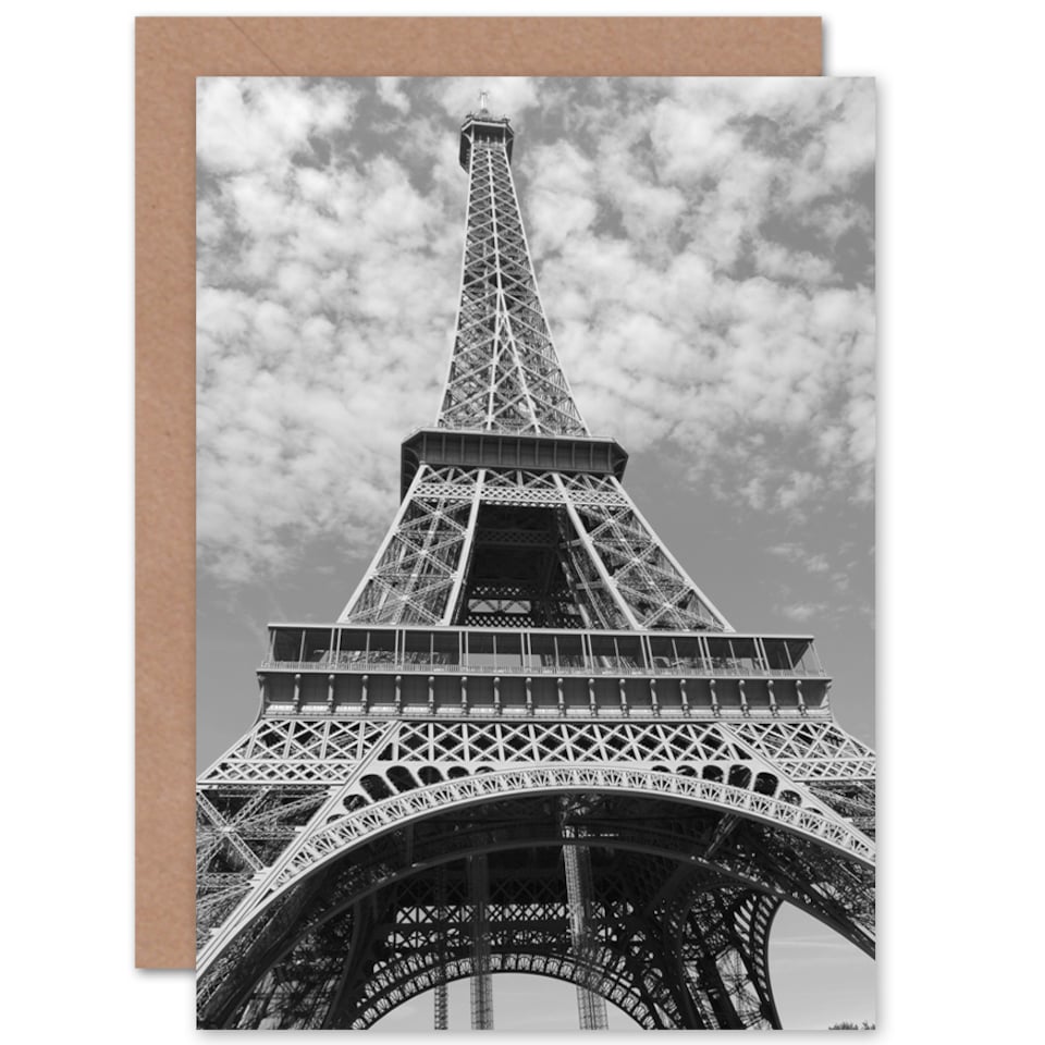image 1 of Eiffel Tower Black White Greetings Card