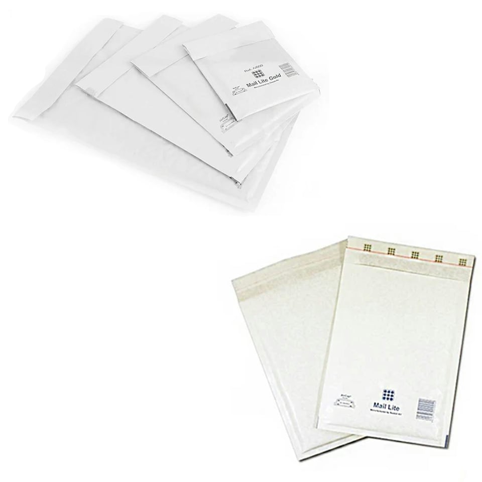 image 1 of 500 x LL (230 x 330mm) Mail Lite White Padded Bubble Lined Postage Mailing Envelopes White | One Size