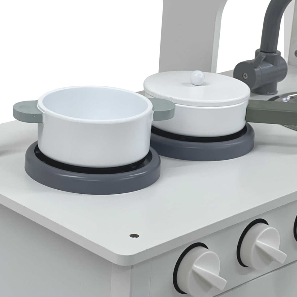 image 1 of Childrens Kids Roleplay Wooden Play Kitchen Cooking Playset with Utensils