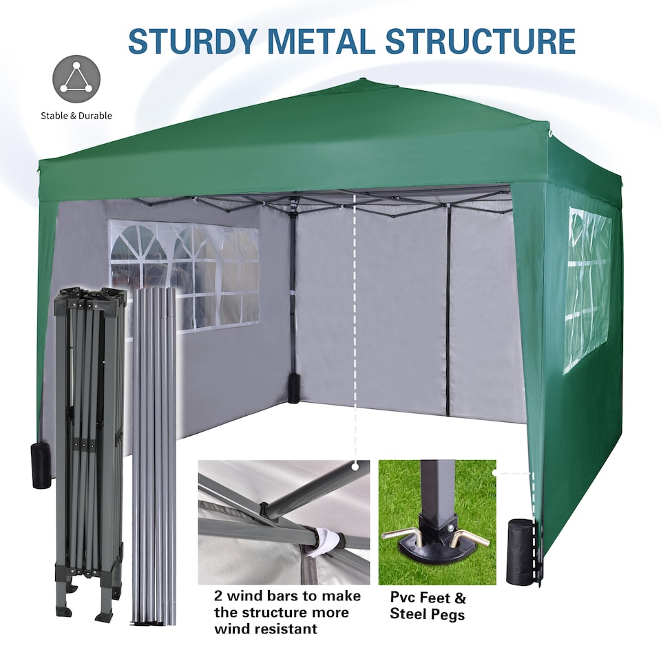 image 1 of MCC Direct Gazebo 3x3 Pop up with Sides Green | Green | Green