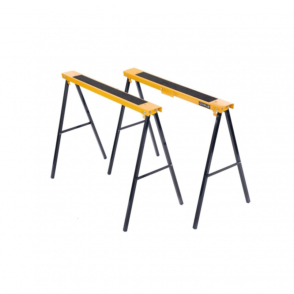 image 1 of Oypla 2x Saw DIY Garage Work Bench Carpentry Building Trestles Load 100KG Yellow