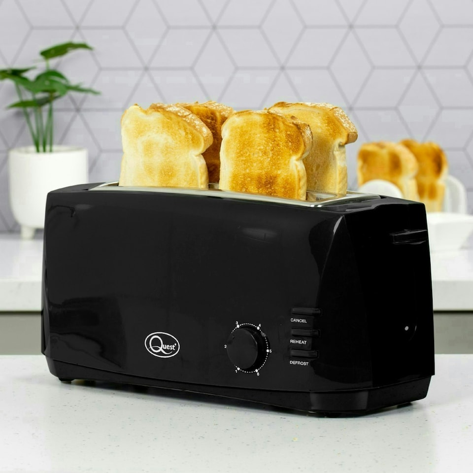image 1 of Quest 4 Slice Toaster With Wide Slots - Black
