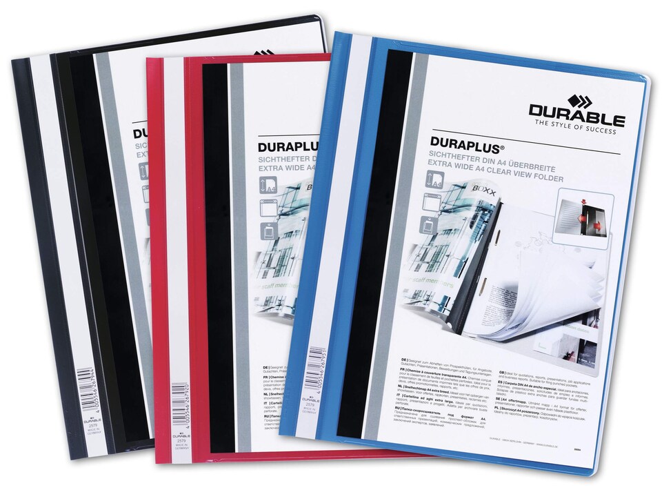 image 1 of Durable DURAPLUS Project Folder Document Report File | 25 Pack | A4+ Assorted | Multi