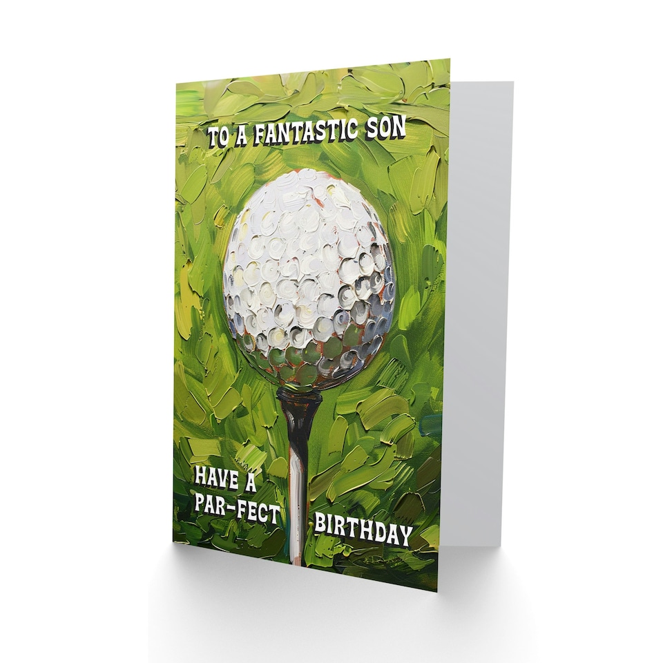 image 1 of Fantastic Golf Lover Golfing Ball Tee Shot Par Pun Son Birthday Card