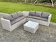 image 2 of Fimous 6 Seater PE Wicker Light Grey Rattan Garden Corner Sofa Sets Outdoor Patio Furniture Coffee Table