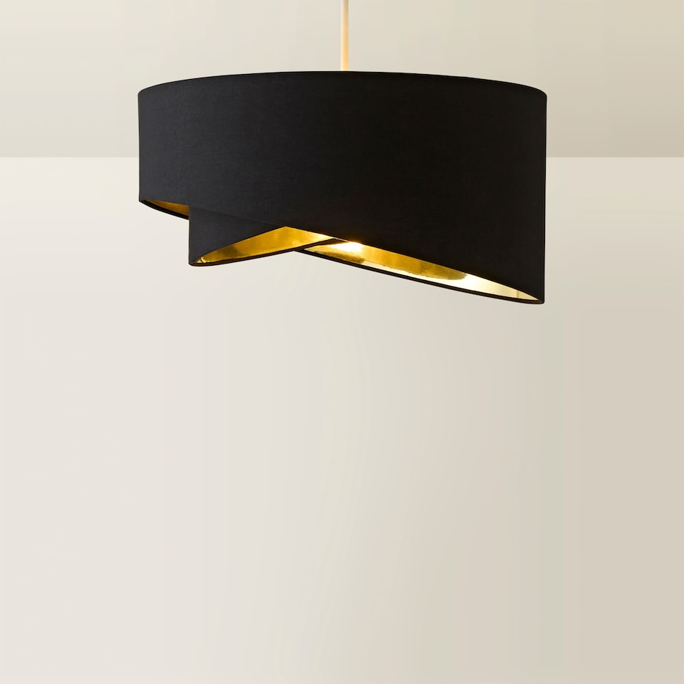 image 1 of ValueLights Trekan Fabric Black Ceiling Pendant Shade & Bulb | Black