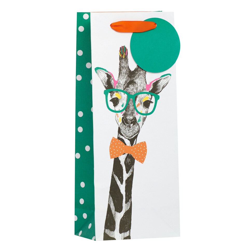 image 1 of Bright Giraffe Bottle Gift Bag - Pack of 3