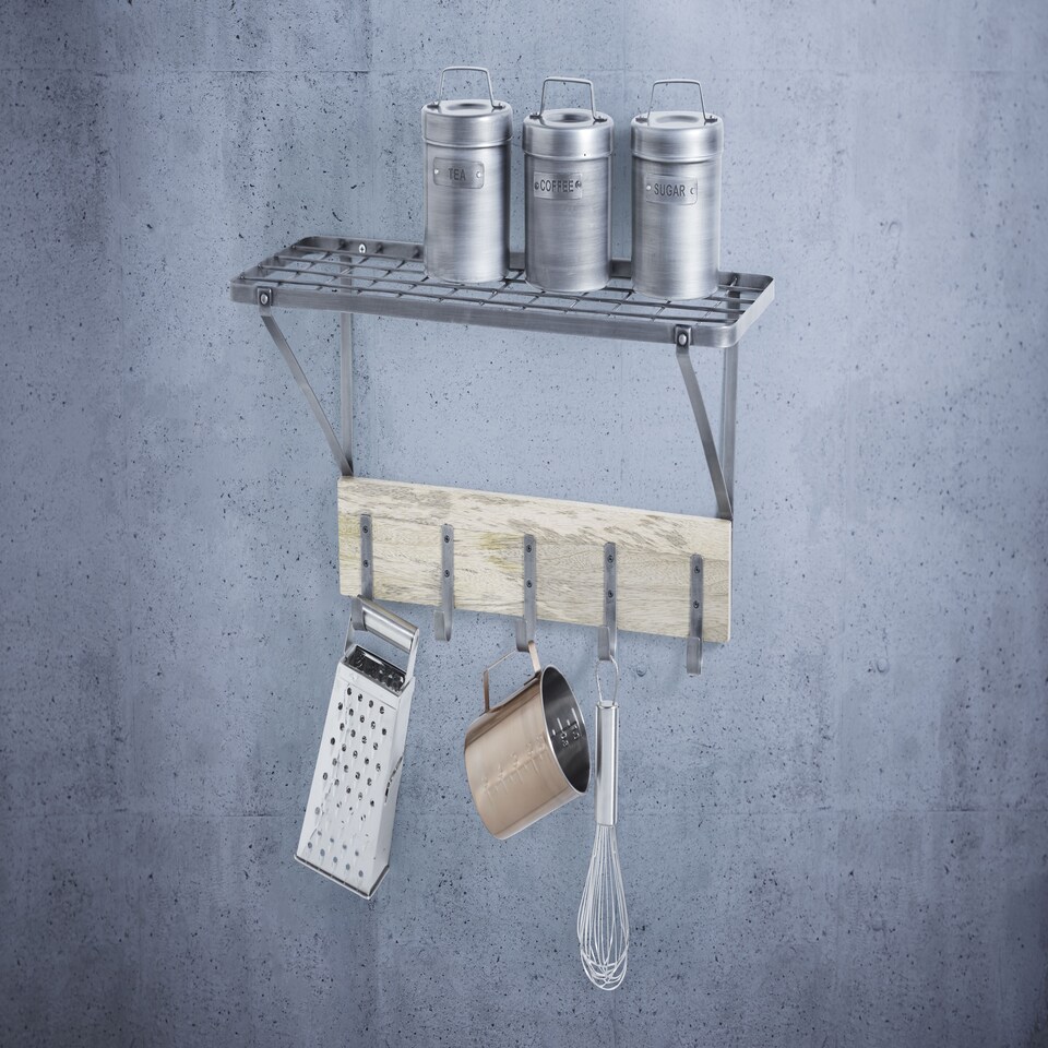 image 1 of KitchenCraft Wall Mounted Shelf Hooks