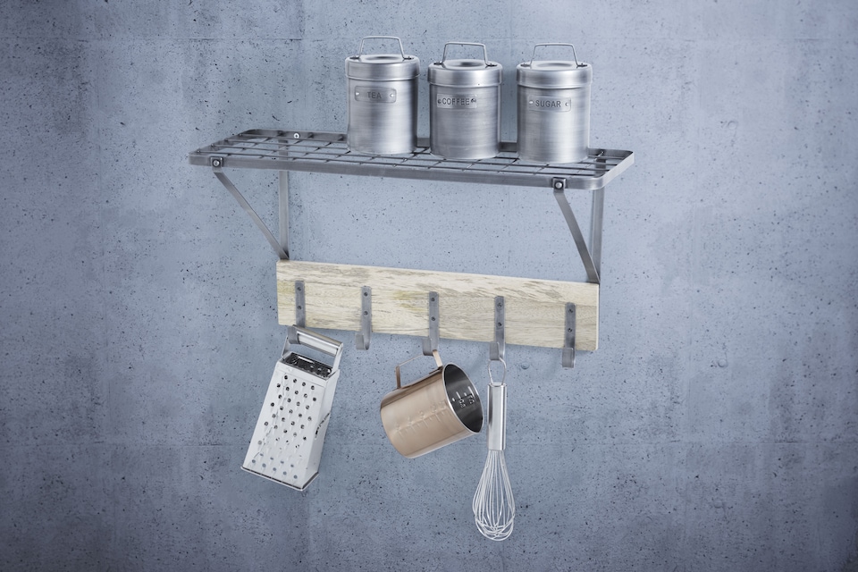 image 1 of KitchenCraft Wall Mounted Shelf Hooks