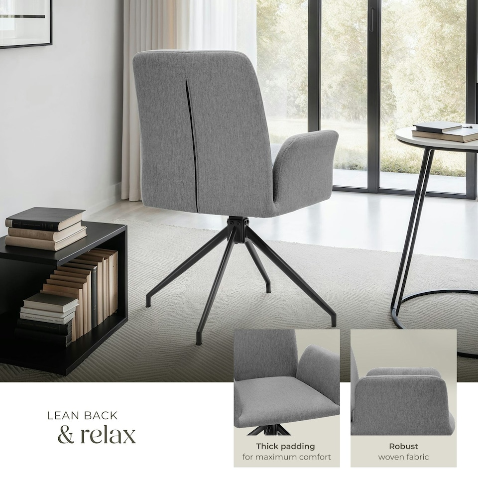 image 1 of Swivel Chair Daya - upholstered, robust fabric, 55.5 x 58 x 87 cm - Set of 2 Grey | Anthracite