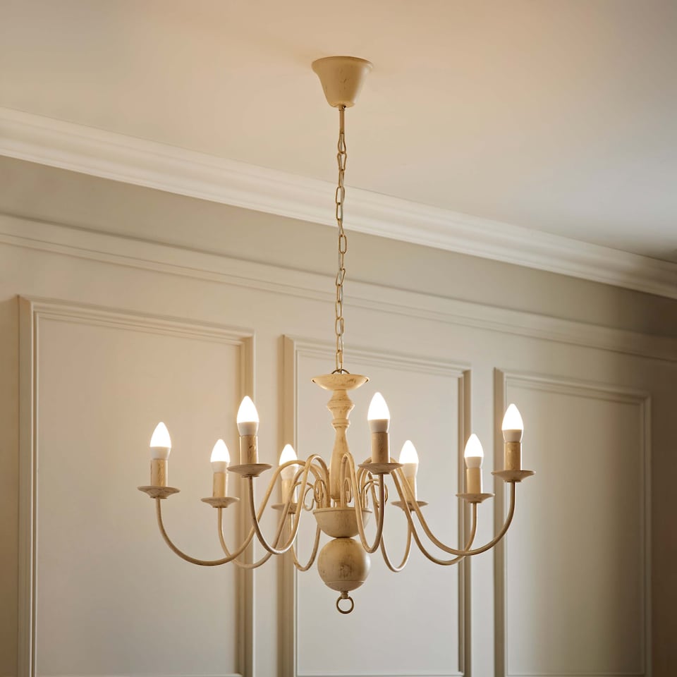 image 1 of ValueLights Gothica 8 Way Distressed Ceiling Light Chandelier & Bulbs | Gold