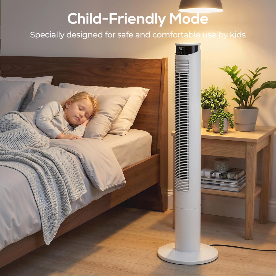 image 1 of HOMCOM Tower Fan with WiFi Control 116 cm | White | White | 31.5 x 31.5 x 116 cm