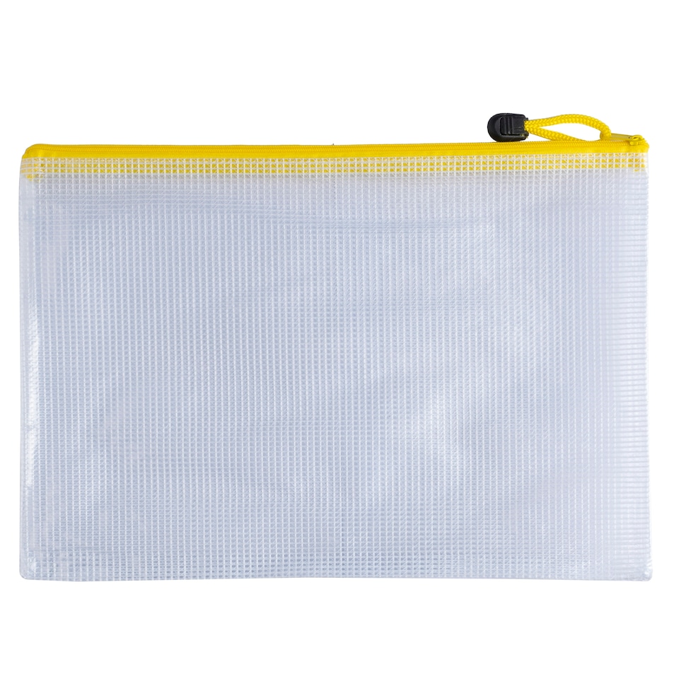 image 1 of Pack of 12 A4 Yellow PVC Mesh Zip Bags