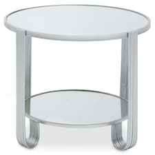 Jolie Round Mirrored Top Silver Frame Table Silver